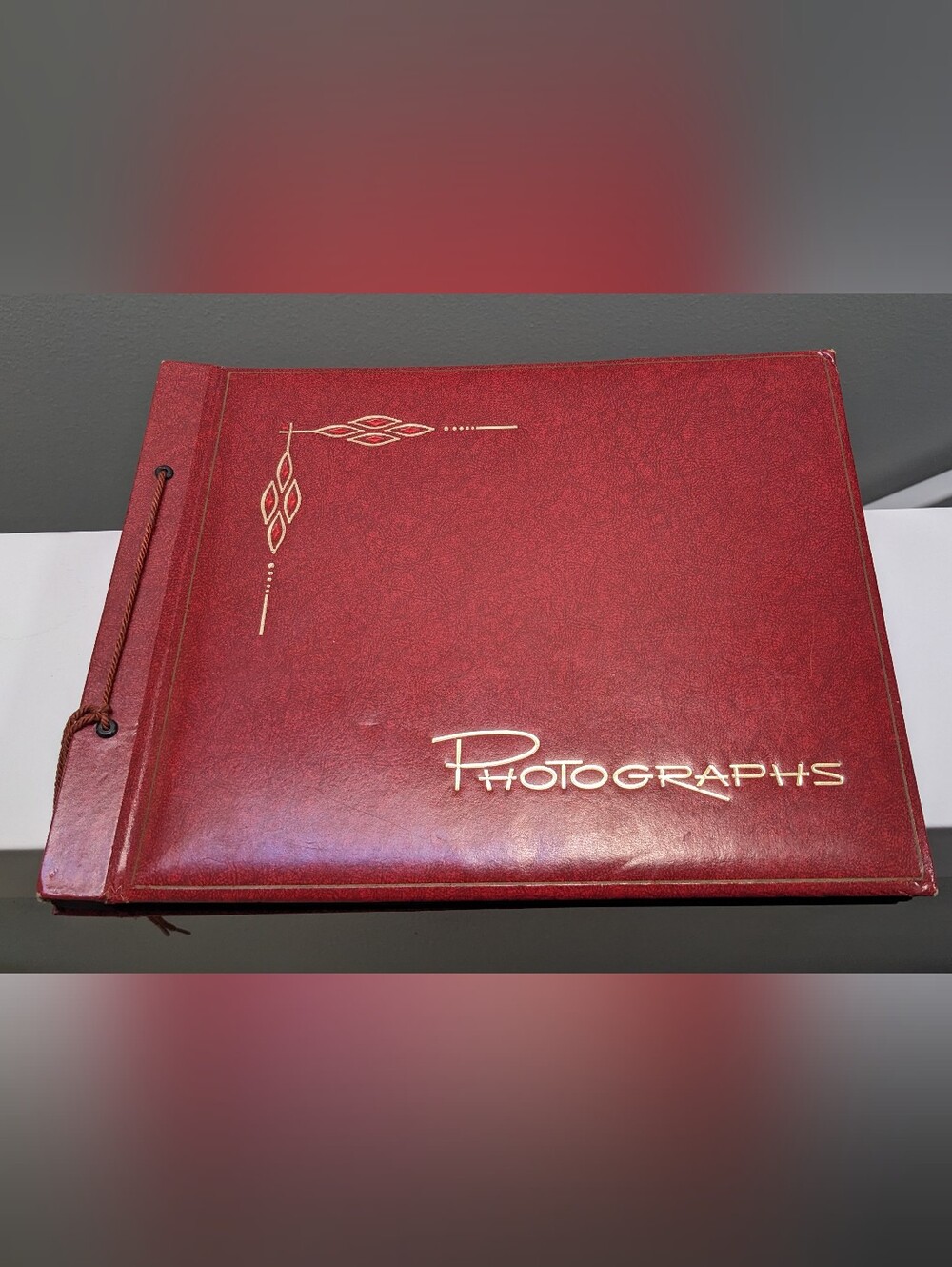 Vintage 1970s Red & Gold Embossed Photo Album